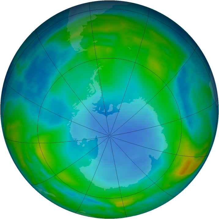 Antarctic ozone map for 18 July 2013
